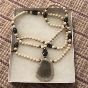 White stone drop necklace